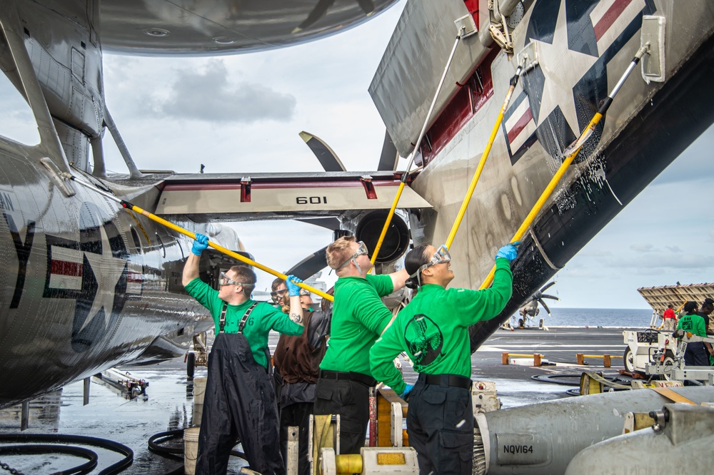 Truman is operating as part of the Harry S. Truman Carrier Strike Group in the Atlantic Ocean in support of naval operations