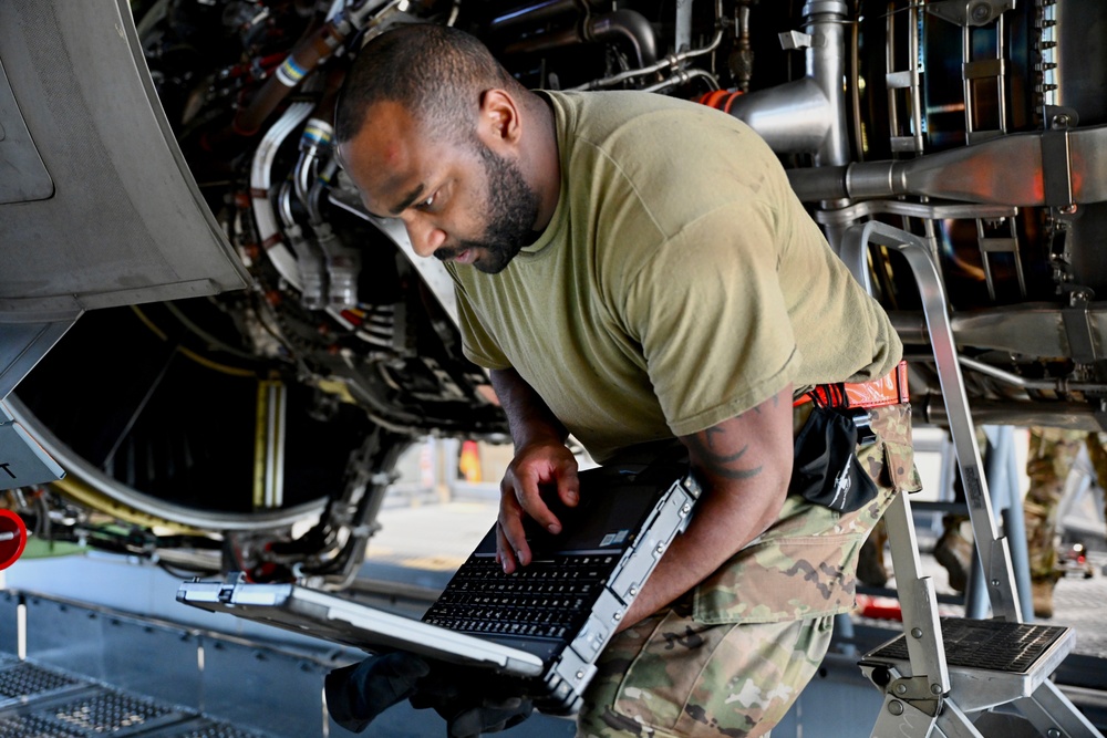 Teamwork and elbow grease: 521st AMOW and 436th AMXS Airmen conduct first OCONUS C-5M engine change