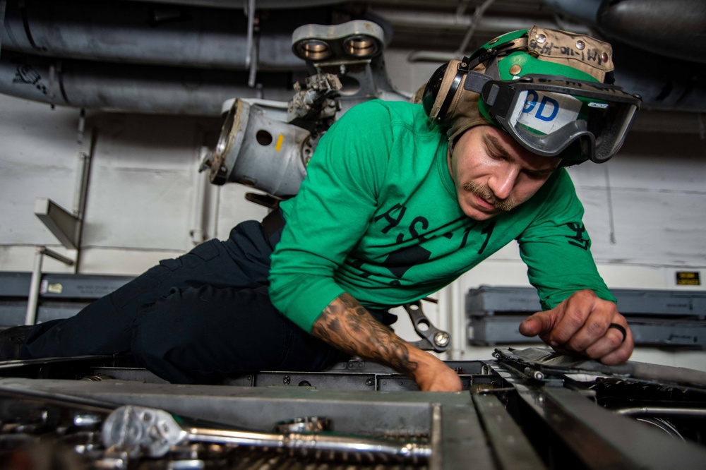 Truman is operating as part of the Harry S. Truman Carrier Strike Group  in the Atlantic Ocean in support of naval operations to maintain maritime stability and security.