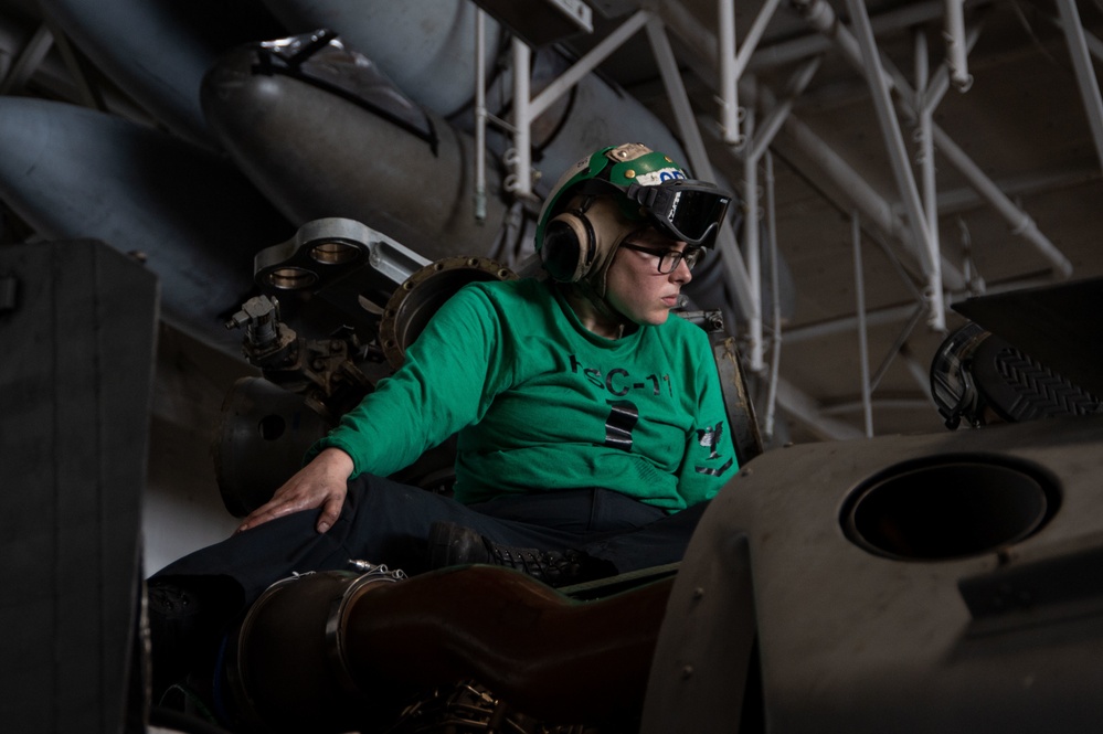 Truman is operating as part of the Harry S. Truman Carrier Strike Group  in the Atlantic Ocean in support of naval operations to maintain maritime stability and security.