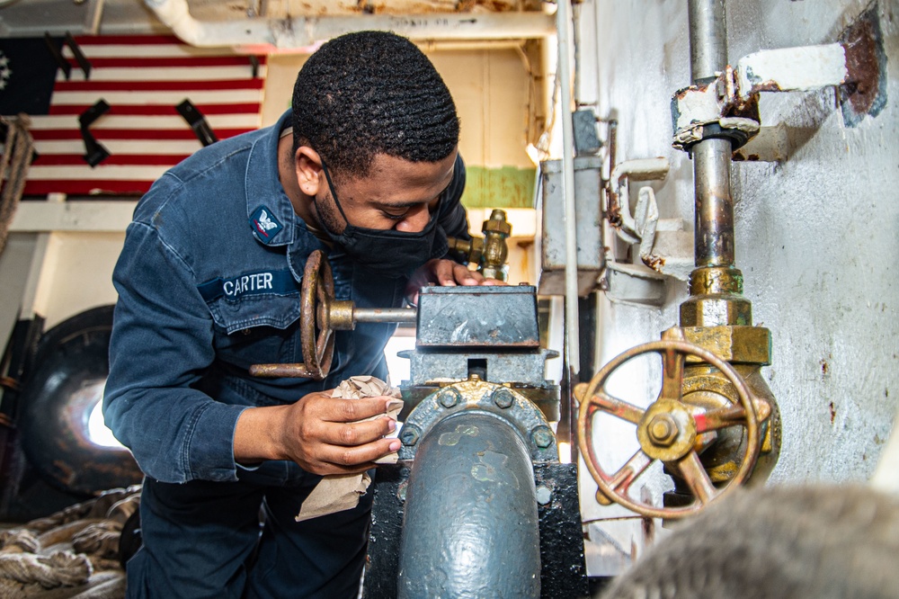 Truman is operating as part of the Harry S. Truman Carrier Strike Group  in the Atlantic Ocean in support of naval operations to maintain maritime stability and security.