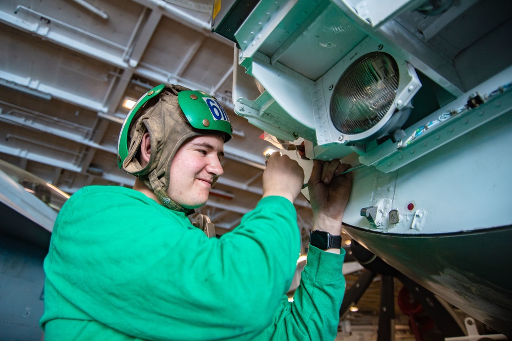 Truman is operating as part of the Harry S. Truman Carrier Strike Group  in the Atlantic Ocean in support of naval operations to maintain maritime stability and security.