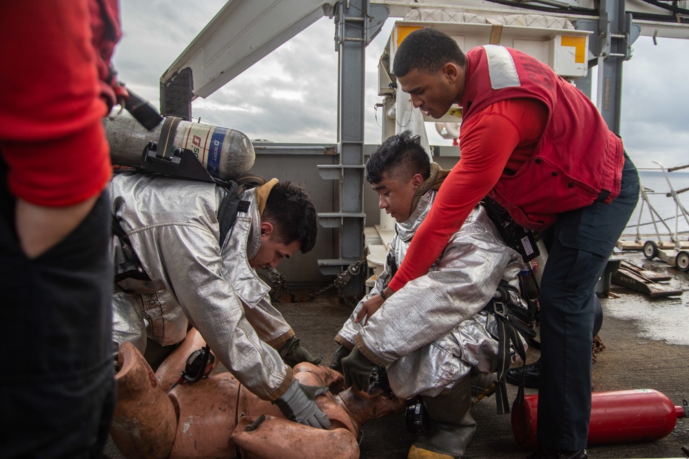 Truman is operating as part of the Harry S. Truman Carrier Strike Group in the Atlantic Ocean in support of naval operations to maintain maritime stability and security.