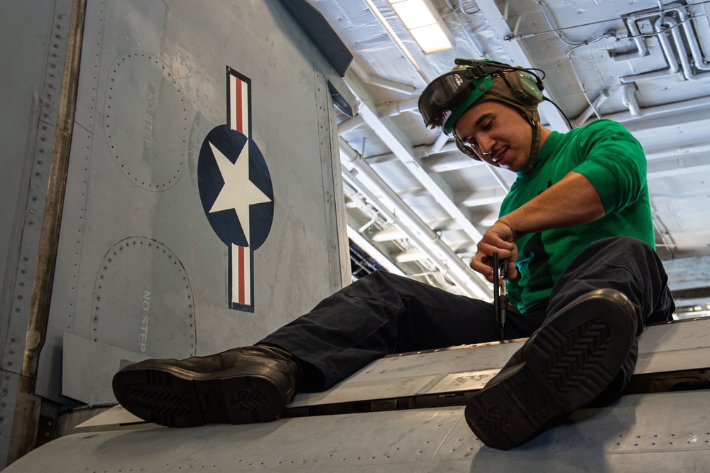 Truman is operating as part of the Harry S. Truman Carrier Strike Group  in the Atlantic Ocean in support of naval operations to maintain maritime stability and security.