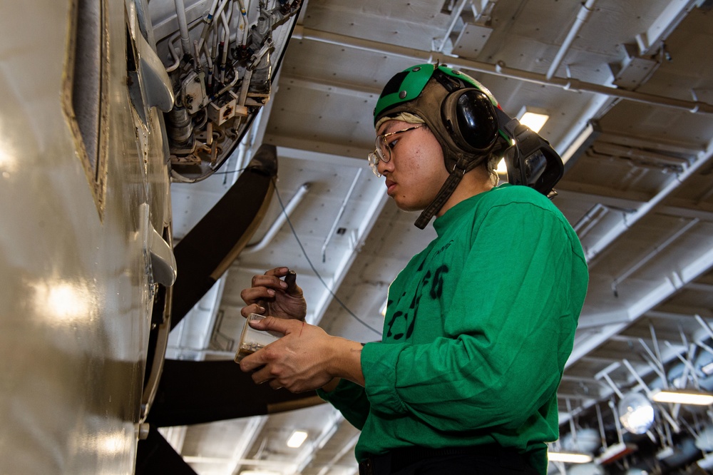 Truman is operating as part of the Harry S. Truman Carrier Strike Group  in the Atlantic Ocean in support of naval operations to maintain maritime stability and security.