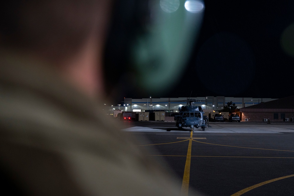 The 66th Rescue Squadron perform training ops. at Nellis AFB