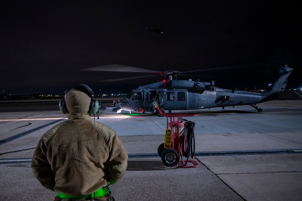 The 66th Rescue Squadron perform training ops. at Nellis AFB