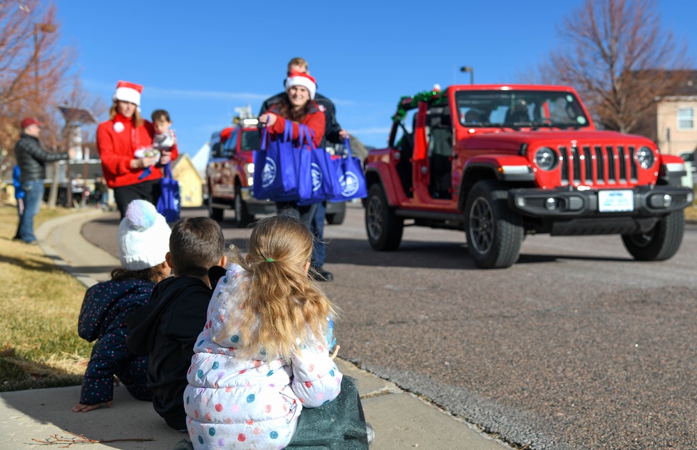 Holiday parade in Buckley Family Housing