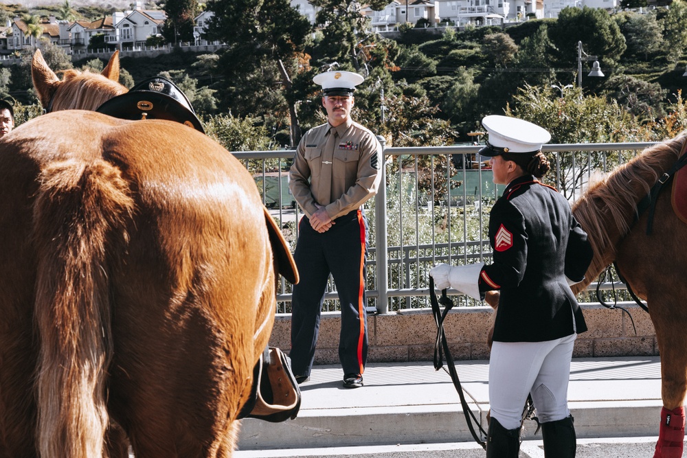 Future Marines Meet Marine Corps Mounted Color Guard