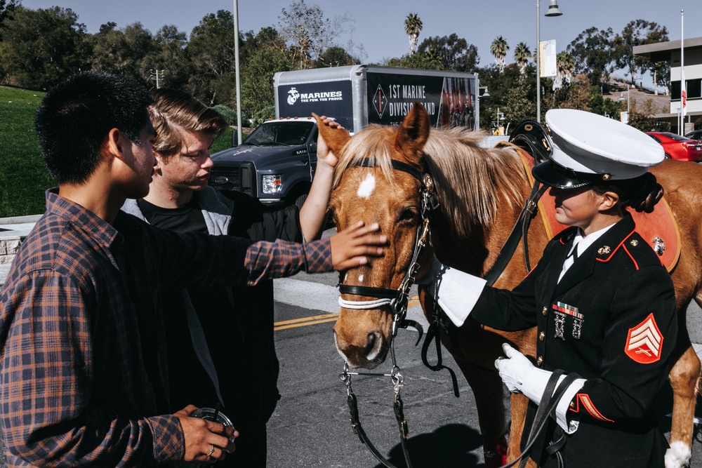 Future Marines Meet Marine Corps Mounted Color Guard