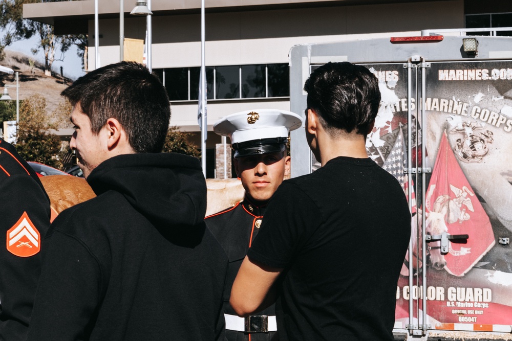 Future Marines Meet Marine Corps Mounted Color Guard