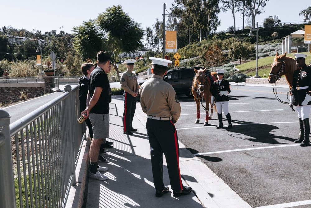 Future Marines Meet Marine Corps Mounted Color Guard