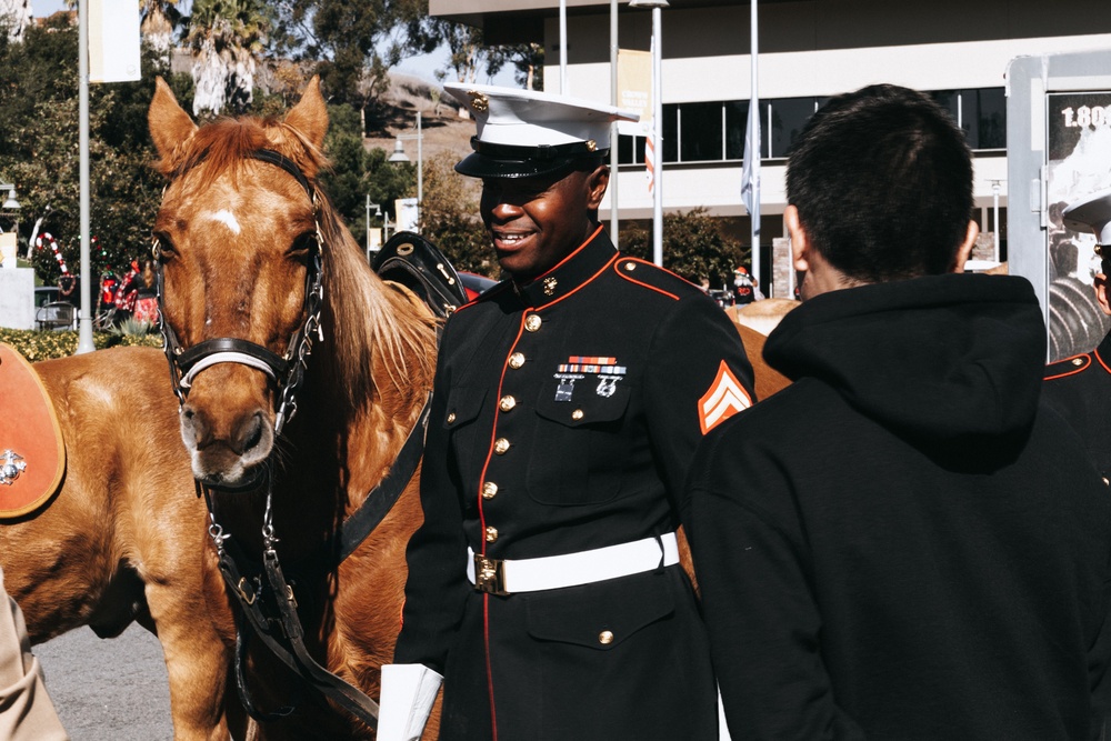 Future Marines Meet Marine Corps Mounted Color Guard