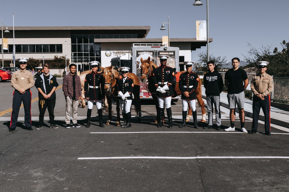 Future Marines Meet Marine Corps Mounted Color Guard