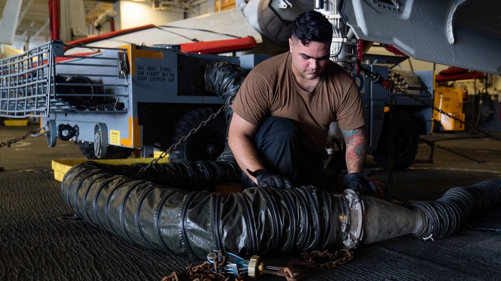 USS Carl Vinson (CVN 70) Sailors Conduct Aircraft Maintenance in Indian Ocean