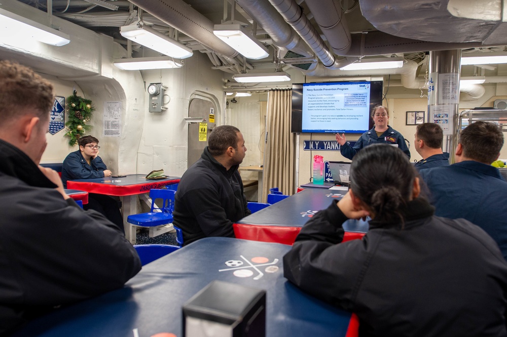 Jason Dunham is operating as part of the Harry S. Truman Carrier Strike Group  in the Atlantic Ocean in support of naval operations to maintain maritime stability and security.