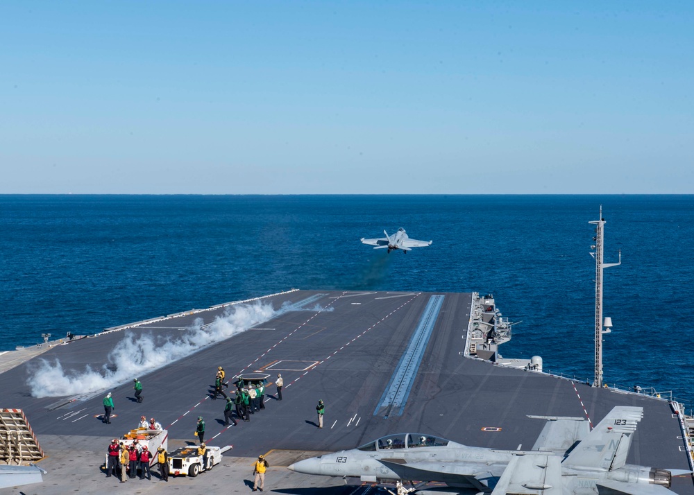 Aircraft Conduct Flight Operations Aboard GHWB