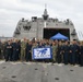 Commander of U.S. Naval Forces Southern Command/U.S. 4th Fleet Poses for a Group Photo with USS Billings Sailors Prior to Deployment