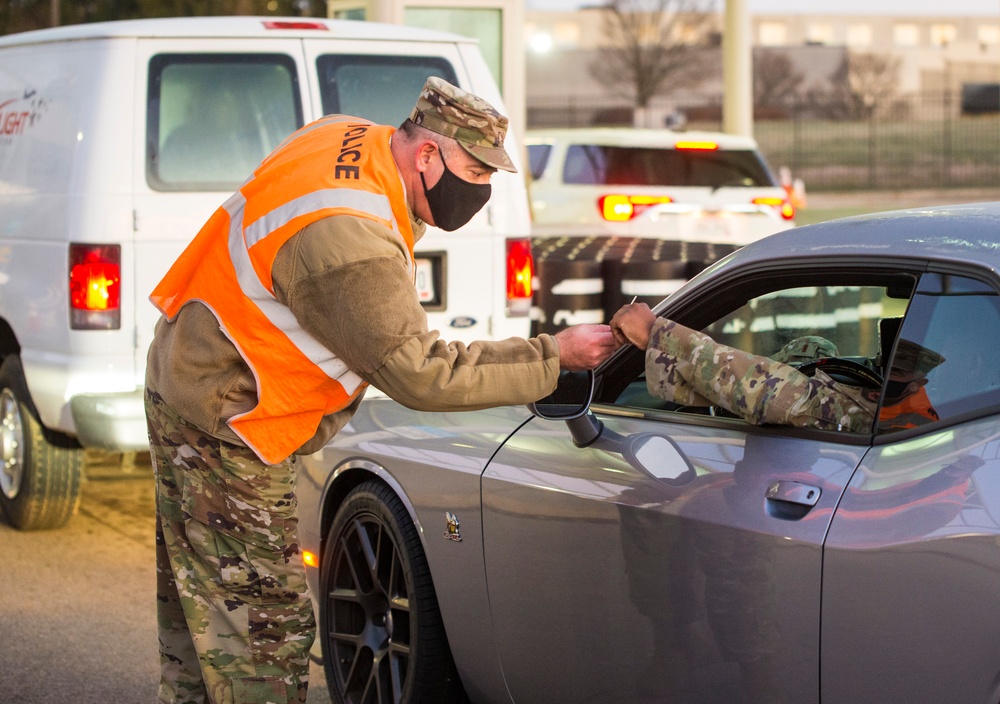 Leadership Checks IDs at Gate