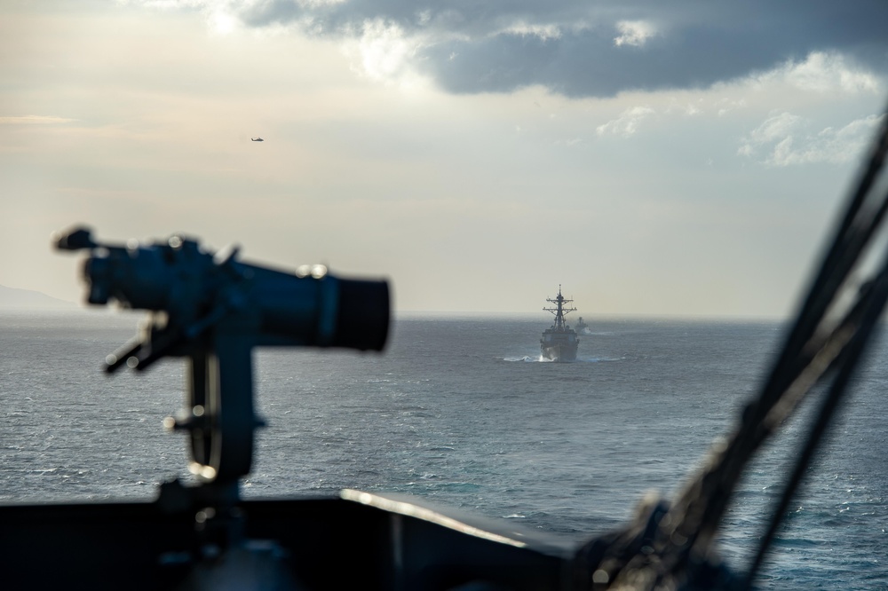 The Harry S. Truman Carrier Strike Group is on a scheduled deployment in the U.S. Sixth Fleet area of operations in support of naval operations to maintain maritime stability and security.