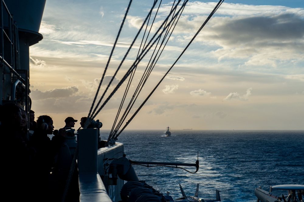 The Harry S. Truman Carrier Strike Group is on a scheduled deployment in the U.S. Sixth Fleet area of operations in support of naval operations to maintain maritime stability and security.