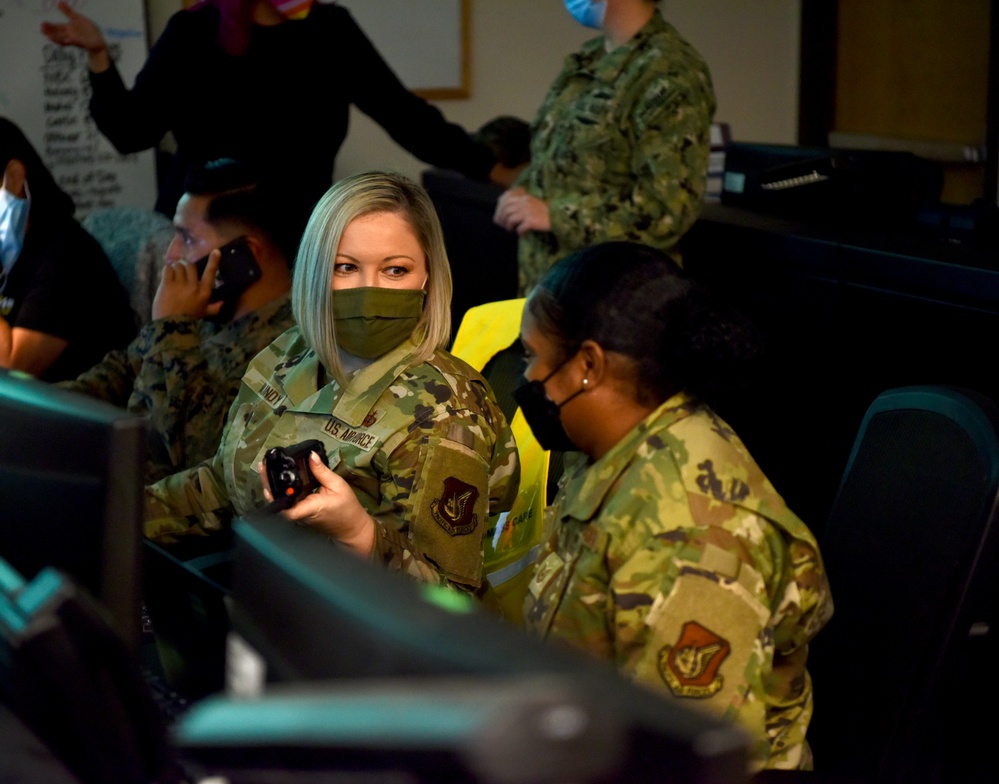 JBPHH Airmen in the Emergency Operations Center