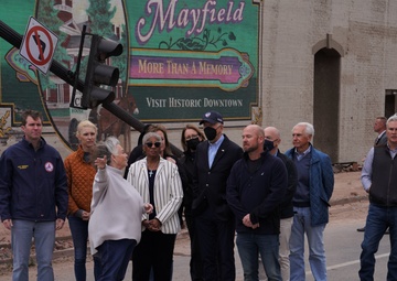 President Joe Biden tours downtown Mayfield after Tornado Damage