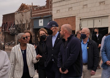 President Joe Biden tours downtown Mayfield after Tornado Damage