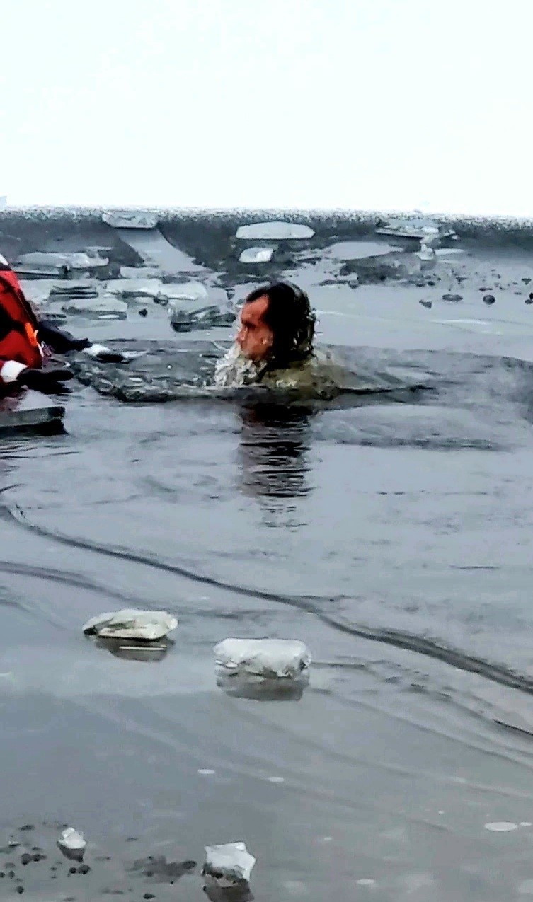 6th Marine Regiment troops jump in for cold-water immersion training at Fort McCoy