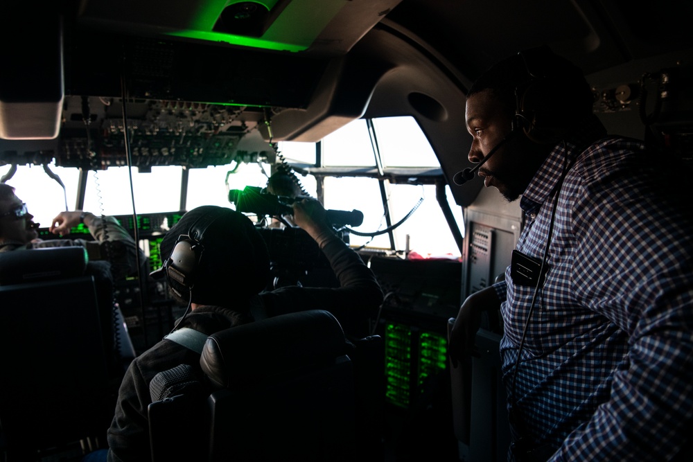 Cannon hosts AC-130J Ghostrider media flight for KAMR Local 4 News over Amarillo, Texas