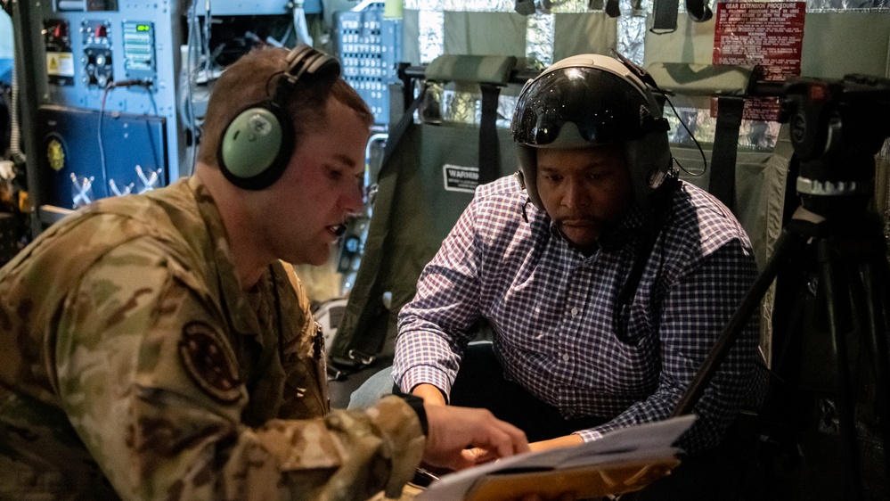 Cannon hosts AC-130J Ghostrider media flight for KAMR Local 4 News over Amarillo, Texas