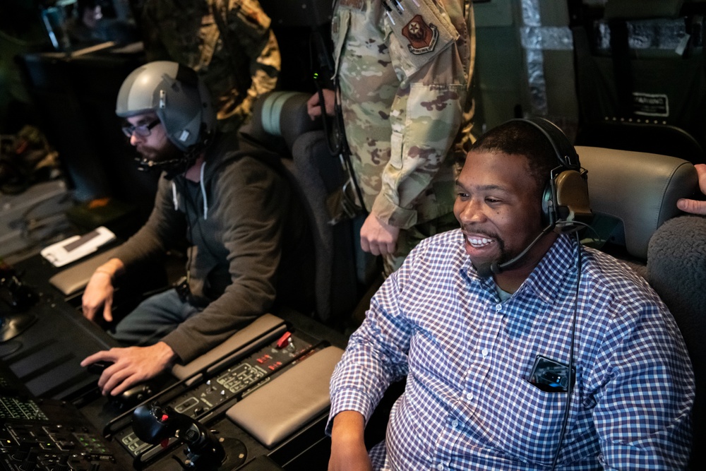 Cannon hosts AC-130J Ghostrider media flight for KAMR Local 4 News over Amarillo, Texas