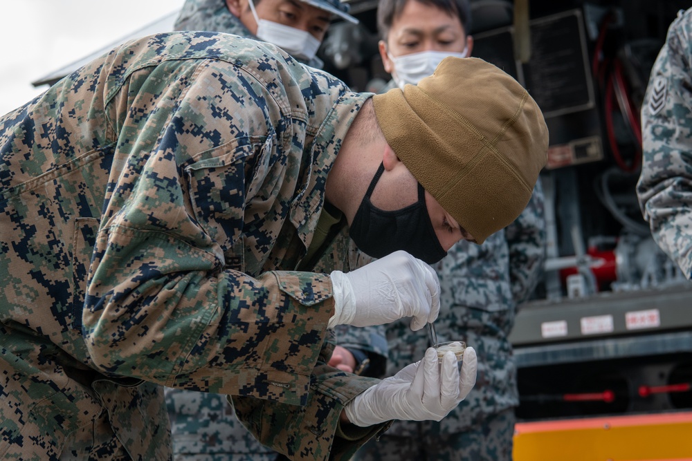 U.S. Marines Demonstrate How They Test Fuel To JASDF