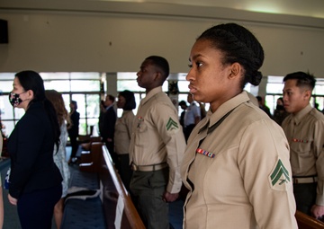 U.S. Marines conduct a naturalization ceremony on Camp Foster