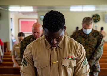 U.S. Marines conduct a naturalization ceremony on Camp Foster