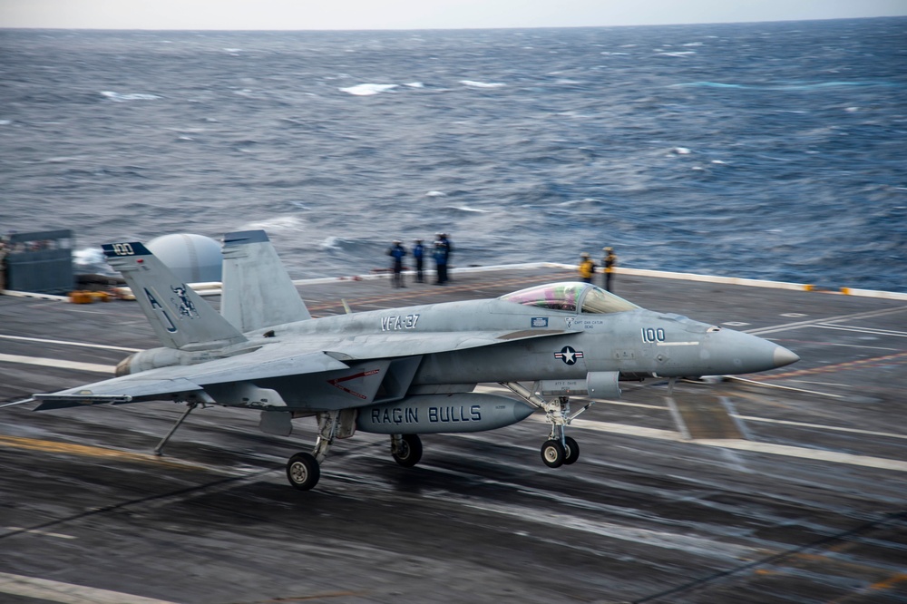 F/A-18E Super Hornet Lands on Flight Deck