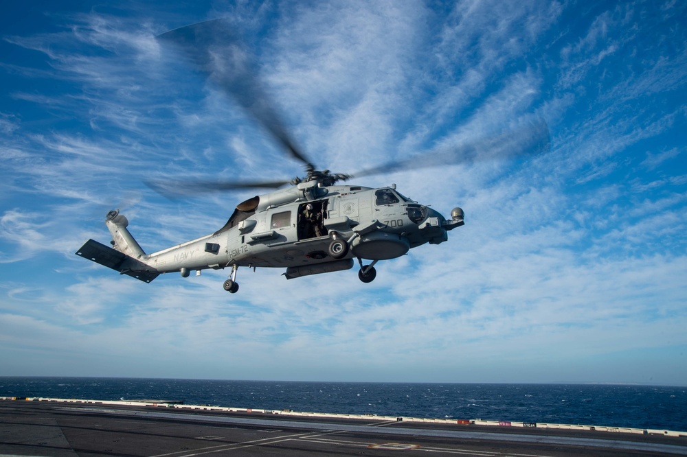 The Harry S. Truman Carrier Strike Group is on a scheduled deployment in the U.S. Sixth Fleet area of operations in support of naval operations to maintain maritime stability and security.