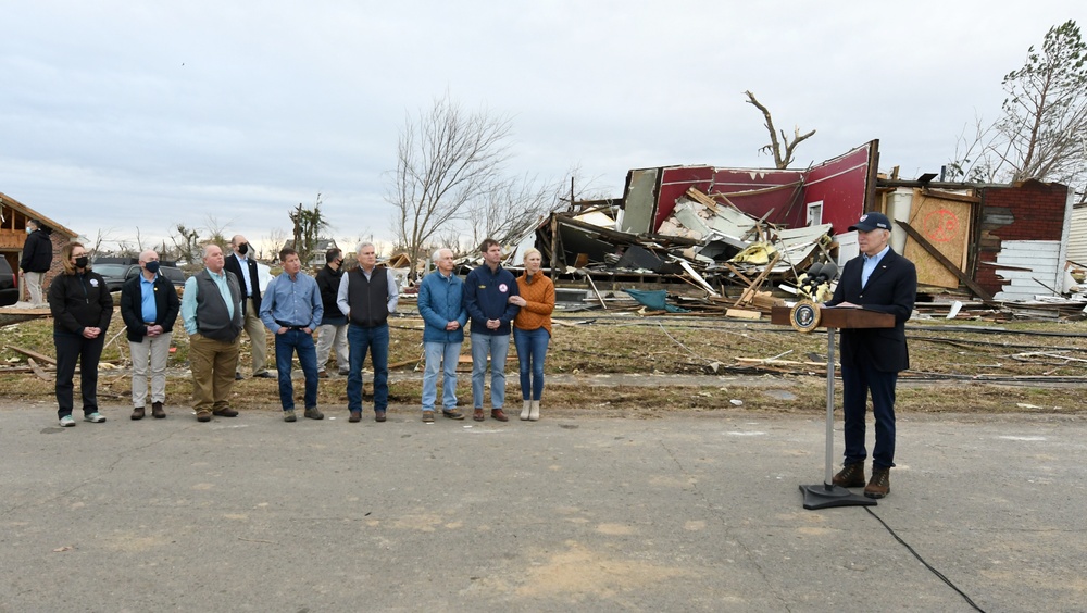 President Biden Visits Neighborhoods Impacted By Recent Tornadoes