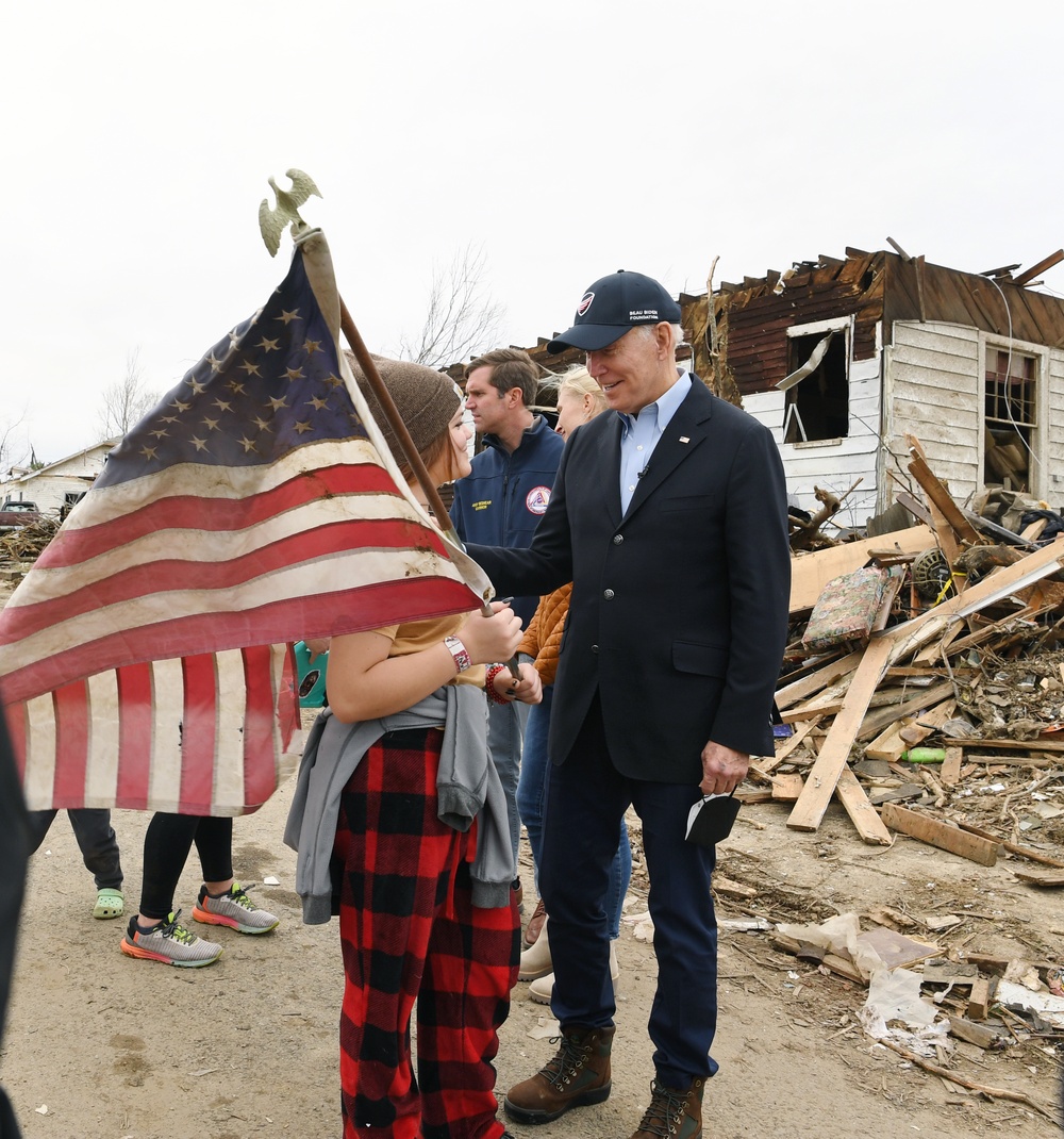 President Biden Visits Neighborhoods Impacted By Recent Tornadoes