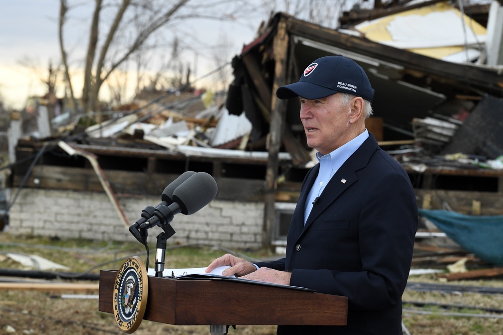 President Biden Visits Neighborhoods Impacted By Recent Tornadoes