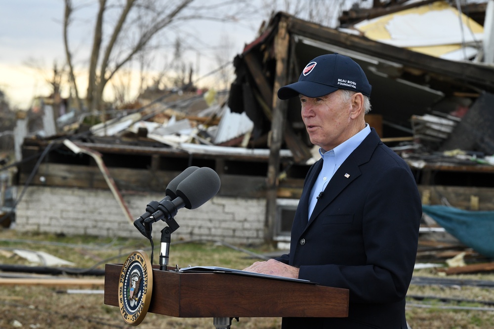 President Biden Visits Neighborhoods Impacted By Recent Tornadoes