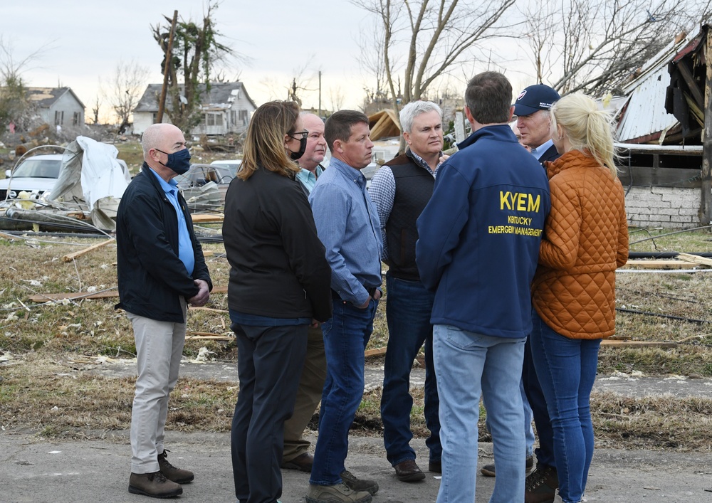President Biden Visits Neighborhoods Impacted By Recent Tornadoes