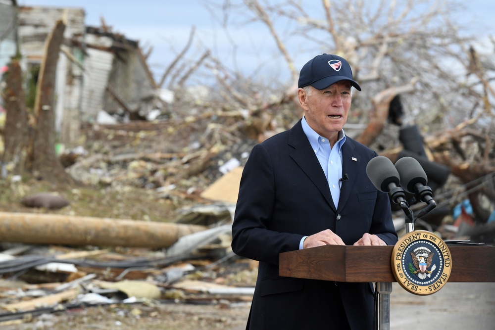 President Biden Visits Neighborhoods Impacted By Recent Tornadoes