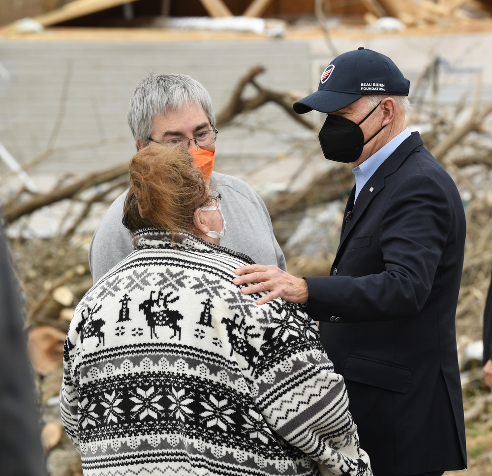 President Biden Visits Neighborhoods Impacted By Recent Tornadoes