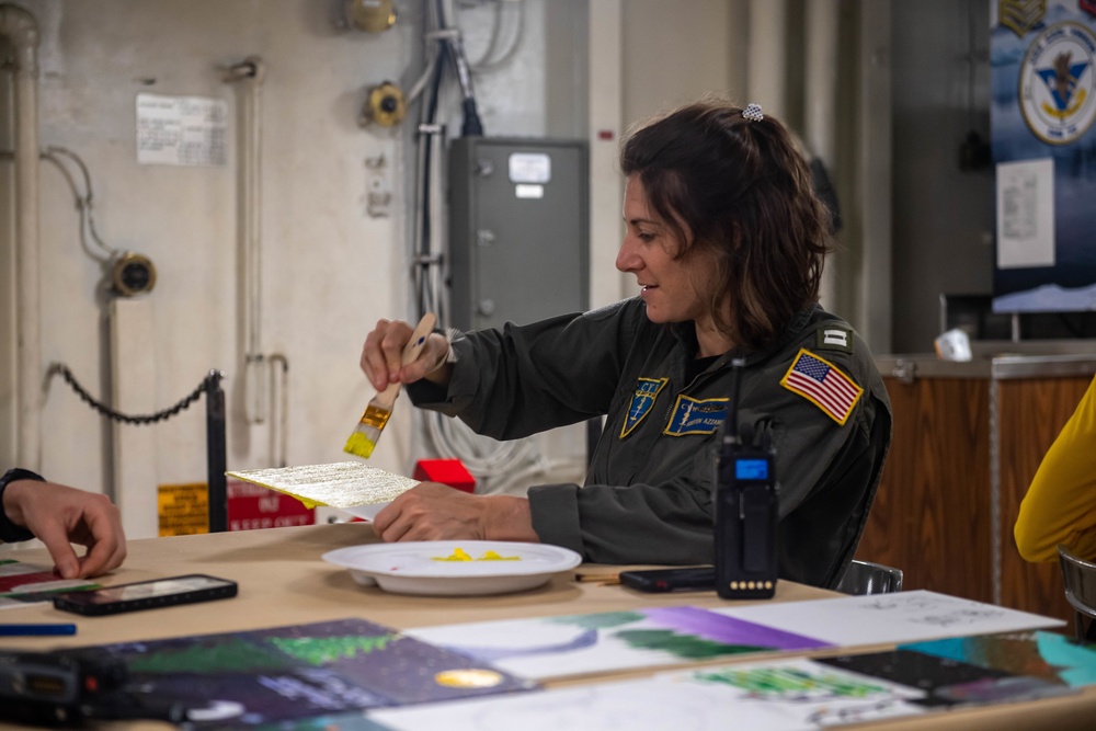 USS Carl Vinson (CVN 70) Conducts Holiday Paint Night and Art Show