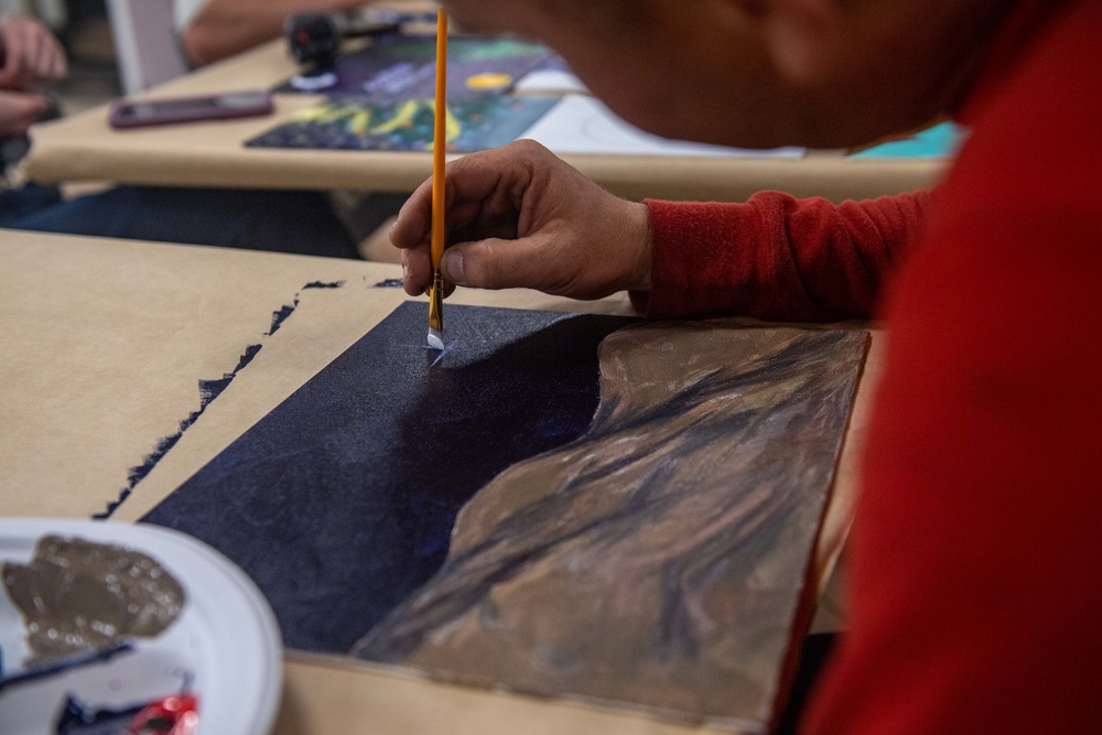 USS Carl Vinson (CVN 70) Conducts Holiday Paint Night and Art Show