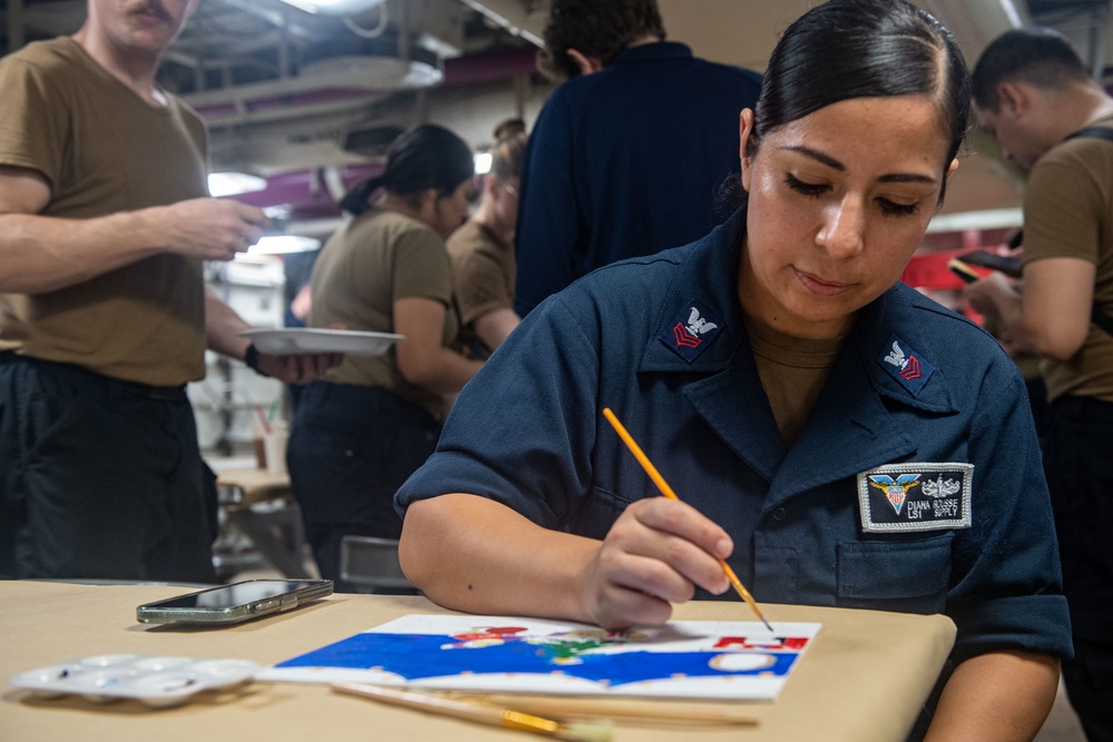 USS Carl Vinson (CVN 70) Conducts Holiday Paint Night and Art Show