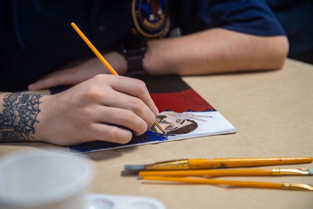 USS Carl Vinson (CVN 70) Conducts Holiday Paint Night and Art Show