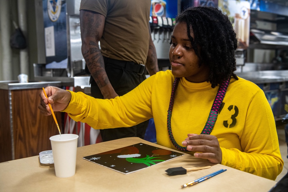 USS Carl Vinson (CVN 70) Conducts Holiday Paint Night and Art Show