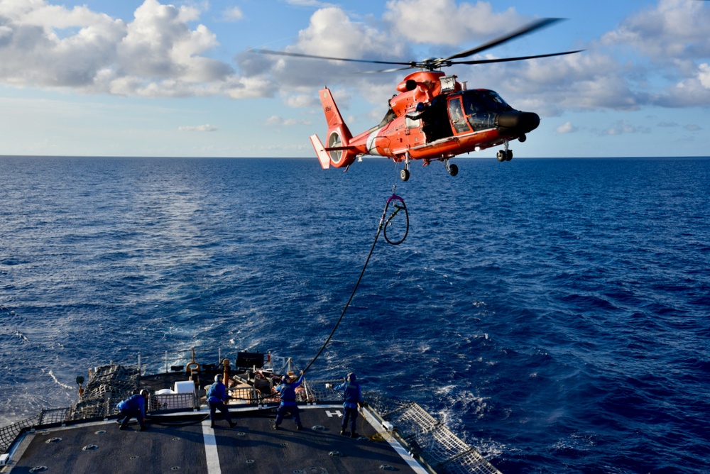 USCGC Harriet Lane conducts helicopter in-flight refueling